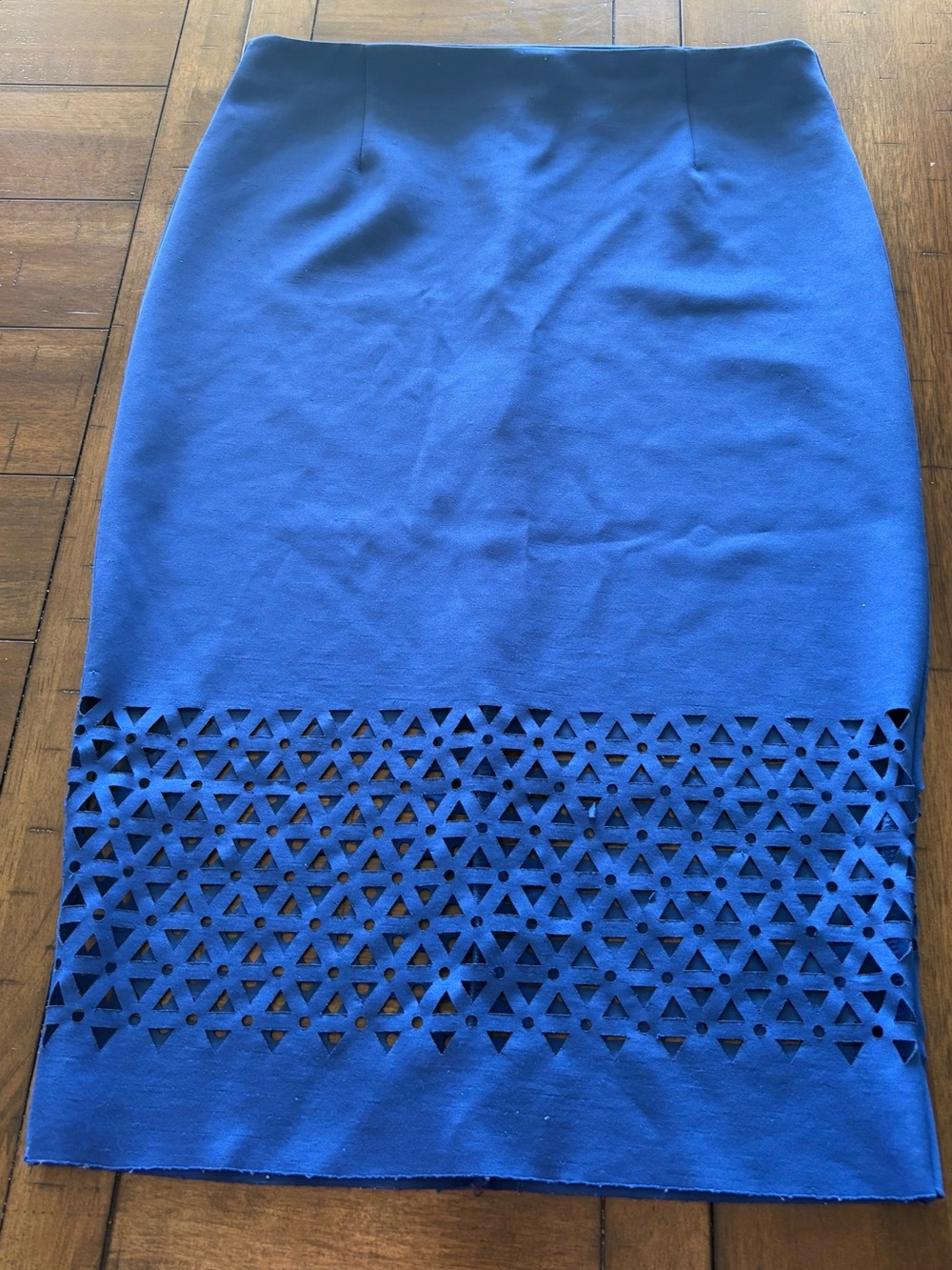 Sans Souci Royal Blue Laser-Cut Pencil Skirt